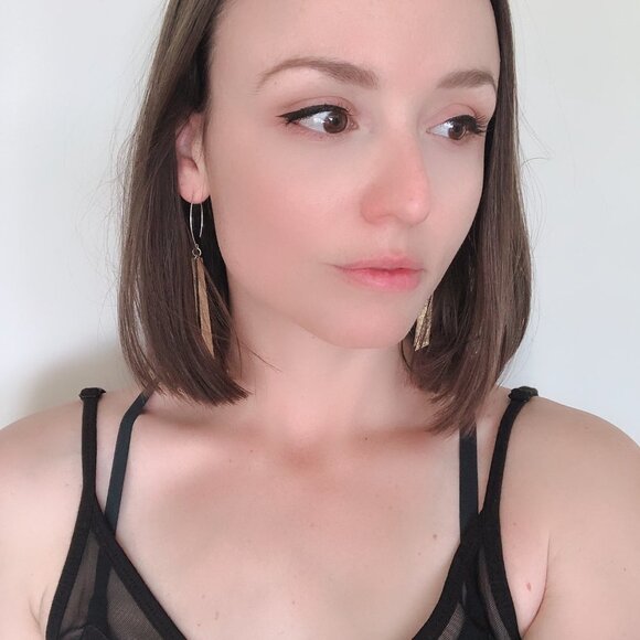 gold Leather Earrings - Picture 4 of 6